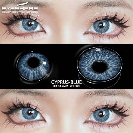 Цветные контактные линзы EYESHARE, светло-голубые линзы, коричневые натуральные линзы, розовые нежные линзы, серые линзы, зеленые модные линзы, 1 пара 0