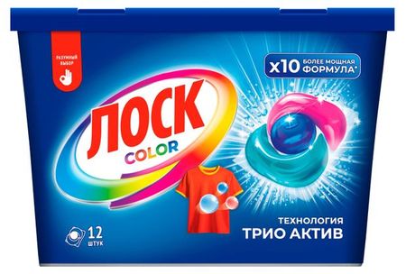 Капсулы для стирки Лоск Color для цветного белья, 12 капсул
