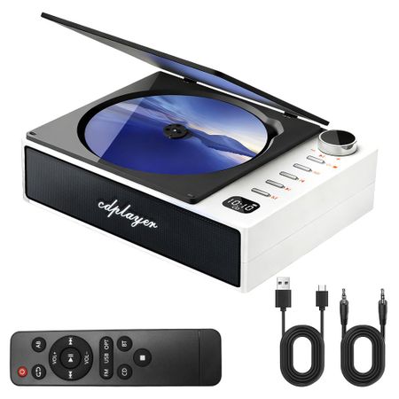 Bluetooth 5.1 CD-проигрыватели CD/CD-R/CD-RW/MP3/WMA Проигрыватель Портативный Автомобильный Усилитель Универсальный Классический 3,5 мм AUX/USB/Оптический Поддержка белый